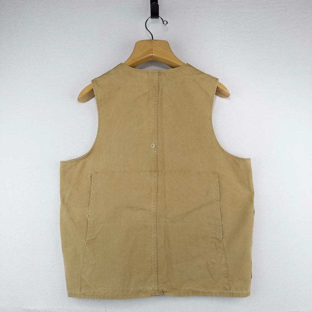 50's Vtg JC Higgins Hunting Shooting Vest Mens L (44) Canvas Khaki Tan Sportsman